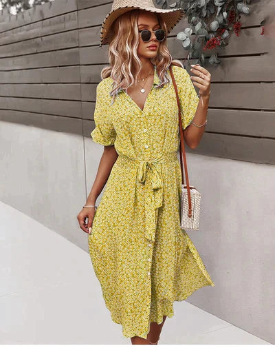 Larina - elegante zomerse midi-jurk met bloemenprint